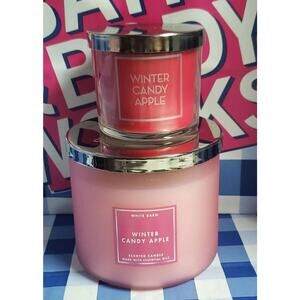 BBW Winter Candy Apple Large 3 Wick & Single Wick Candle Bundle
